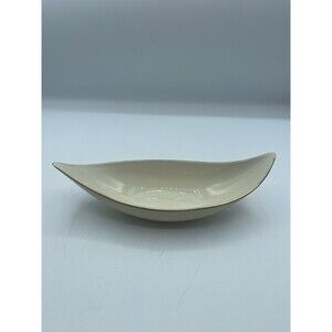 LENOX Boat-Shaped Serving Dish, Ivory with Gold Trim, Porcelain, Made in USA